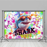 Aperturee - Aperturee Colorful Splashing Graffiti Shark Week Party Backdrop